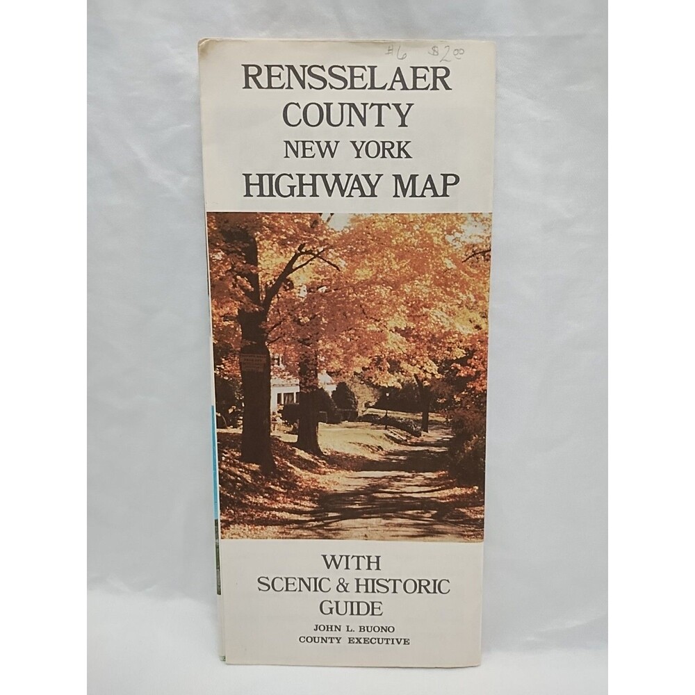Vintage Rensselaer County New York Highway Map With Scenic And Historic Guide
